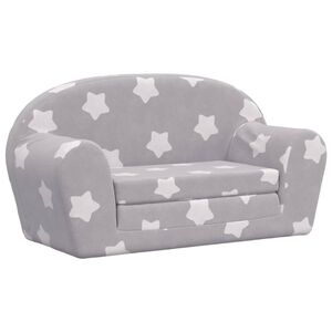 vidaXL Divano Letto Bambini a 2 Posti Grigio Chiaro con Stelle Peluche