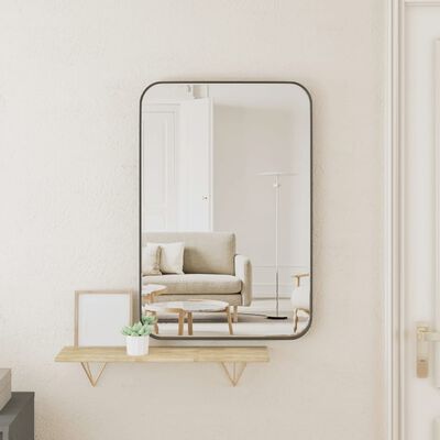 Specchio da parete con ganci di fissaggio e cornice 60x40 cm in colore nero  Vida XL