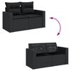 vidaXL Set Divani da Giardino 11 pz con Cuscini in Polyrattan Nero