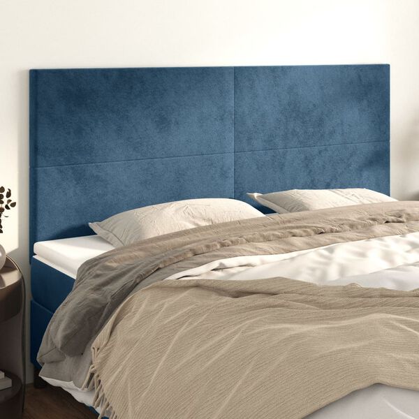 vidaXL Testiera Blu Scuro 200x5x118/128 cm Velluto