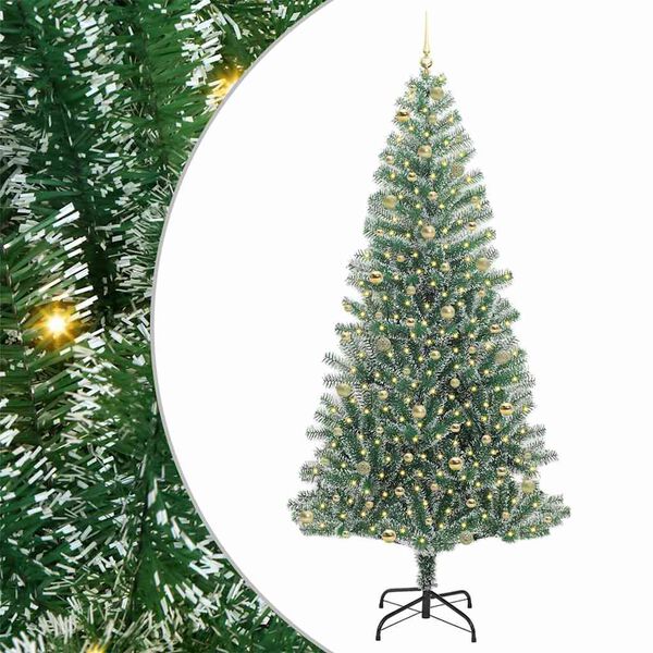 vidaXL Albero di Natale Artificiale Imbiancato con Luci LED 240 cm