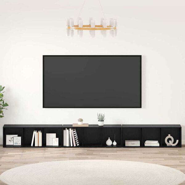 vidaXL Set mobile TV 3 pcs Rovere Nero 37 x 35 x 107 cm