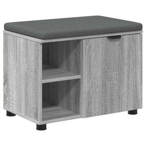 vidaXL Panca per ingresso con cuscino Grigio Sonoma 60 x 38 x 46 cm