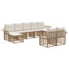 vidaXL Set di divani da esterno 9 pz Naturale e Bianco Crema