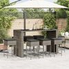 vidaXL Set Bar da Giardino 9 pz con Cuscini in Polyrattan Grigio