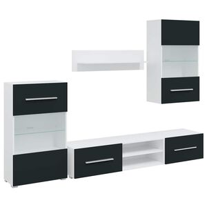 vidaXL Unit&agrave; TV 5 pz con Illuminazione a LED Indaco Opaco Truciolato