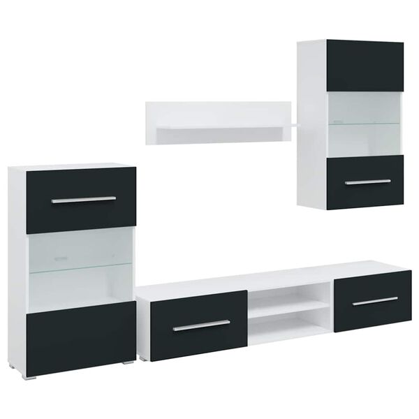 vidaXL Unit&agrave; TV 5 pz con Illuminazione a LED Indaco Opaco Truciolato