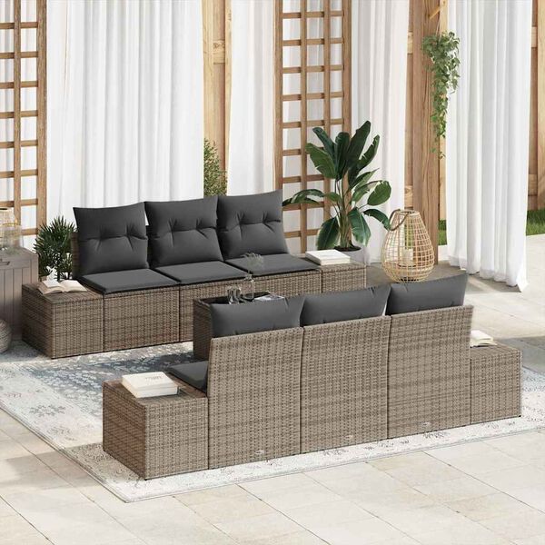 vidaXL Set Divano da Giardino con cuscino 8 pcs Grigio polyrattan