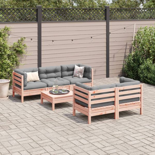 vidaXL Set Divani Giardino 6 pz Cuscini Legno Massello Abete Douglas
