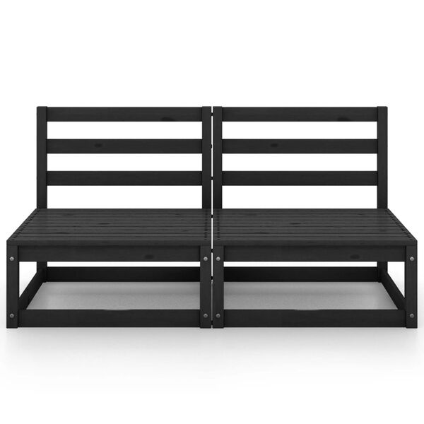 vidaXL Divano da Giardino a 2 Posti Nero in Legno Massello di Pino