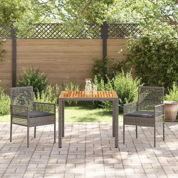 vidaXL Set da Pranzo per Giardino 3 pcs Grigio polyrattan