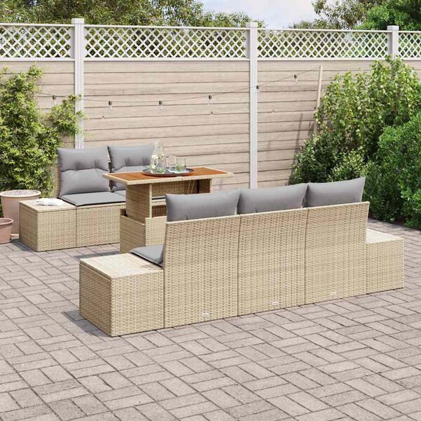 vidaXL Set da Pranzo per Giardino con cuscino 6 pcs Beige e grigio