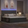 vidaXL Letto con contenitore e LED con led Grigio chiaro 200 x 200 cm