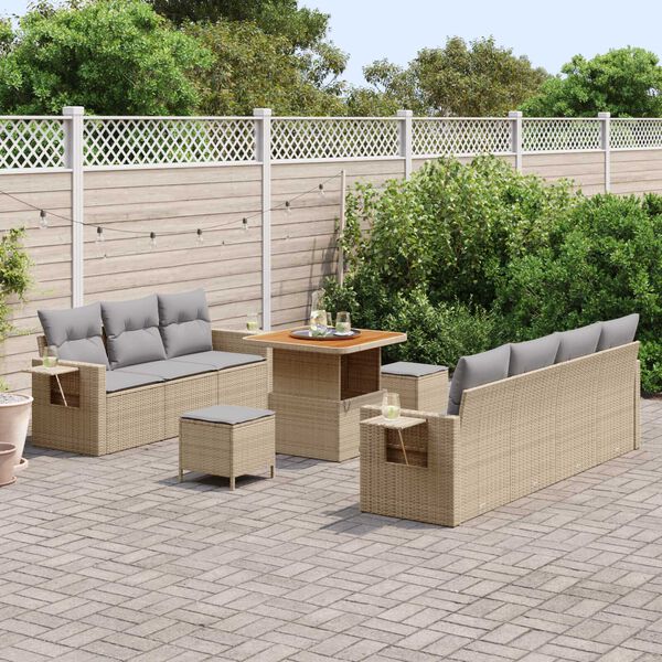 vidaXL Set Divano da Giardino con cuscino 10 pcs beige e grigio chiaro