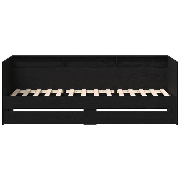 vidaXL Daybed con testiera Rovere Nero 90 x 200 cm Legno multistrato