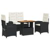 vidaXL Set da Pranzo da Giardino 4 pz con Cuscini Nero in Polyrattan