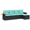 vidaXL Set Divani da Giardino 5 pz con Cuscini in Polyrattan Nero