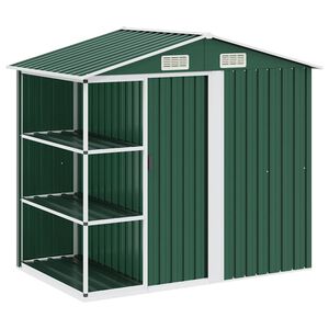 vidaXL Capanno da Giardino con Scaffali Verde 205x130x183 cm in Ferro