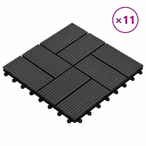 vidaXL Piastrella per Decking 11 pcs Nero 30 x 30 cm WPC