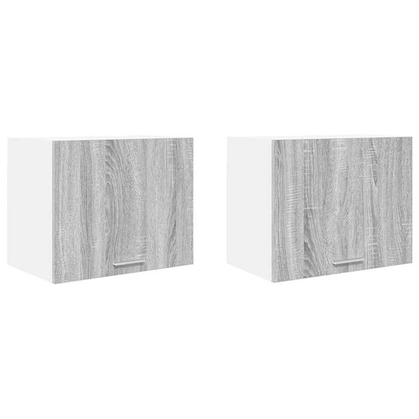 vidaXL Armadio pensile 2 pcs Grigio Sonoma e Bianco 50 x 31 x 40 cm