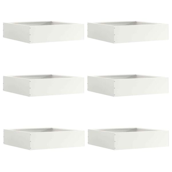 vidaXL Bordura per Prato 6 pcs Bianco 50 x 50 x 13 cm Acciaio