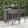 vidaXL Set Bar da Giardino 3 pz con Cuscini in Polyrattan Grigio