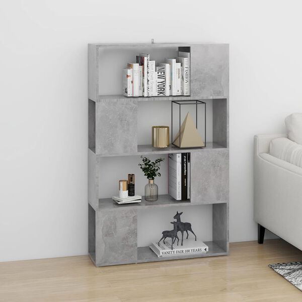 vidaXL Libreria/Divisorio Grigio Cemento 80x24x124,5 cm in Truciolato