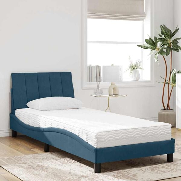 vidaXL Letto con Materasso Hanko Blu 80x200 cm in Velluto
