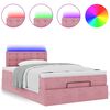 vidaXL Pouf Letto con Materasso e LED Rosa 120x190cm in Velluto