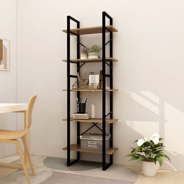 vidaXL Libreria a 5 Ripiani Marrone 60x30x175 cm in Massello di Pino