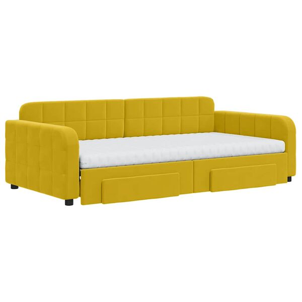 vidaXL Divano Letto Estraibile con Cassetti Giallo 100x200cm Velluto