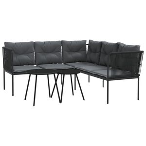 vidaXL Set Divano da Giardino con Cuscini Nero Acciaio e Textilene