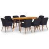 vidaXL Set da Pranzo da Giardino 9 pz Nero