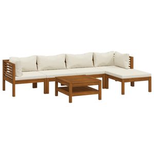vidaXL Set Divani da Giardino 6 pz con Cuscini Crema in Legno Acacia