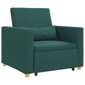 vidaXL Divano letto estraibile singolo Verde scuro 90 x 165 x 87 cm