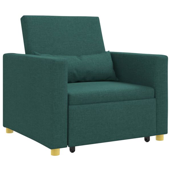 vidaXL Divano letto estraibile singolo Verde scuro 90 x 165 x 87 cm