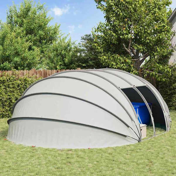 vidaXL Tenda da piscina a cupola Grigio 538 x 440 x 204 cm