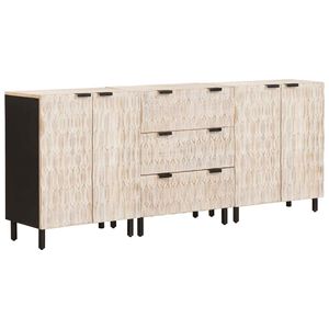 vidaXL Credenza 3 pz 60 x 33 x 75 cm Legno di mango massello