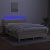 vidaXL Letto a Molle con Materasso e LED Crema 140x190 cm in Tessuto
