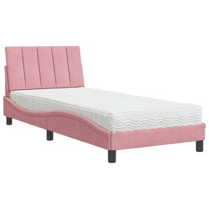 vidaXL Letto con Materasso Hanko Rosa 90x200 cm in Velluto