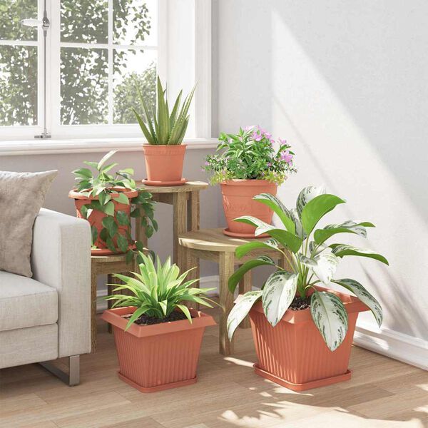 vidaXL Vaso quadrato per fiori 6 pcs Rosso Mattone 28,5 x 28,5 x 22 cm