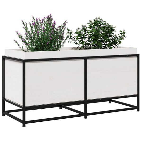vidaXL Fioriera da Giardino Bianca 100x40x50 cm Legno Massello di Pino