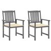 vidaXL Sedie da Giardino con Cuscini 2 pz in Massello di Acacia Grigio
