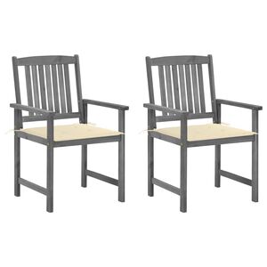 vidaXL Sedie da Giardino con Cuscini 2 pz in Massello di Acacia Grigio