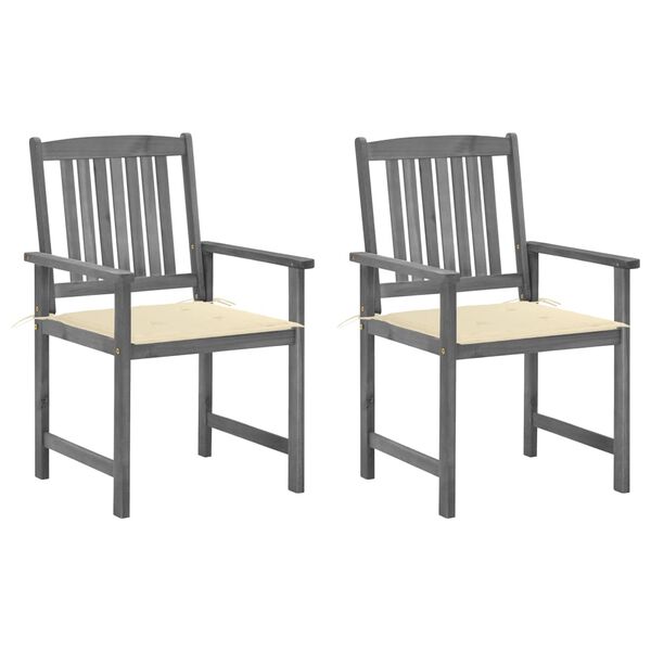 vidaXL Sedie da Giardino con Cuscini 2 pz in Massello di Acacia Grigio