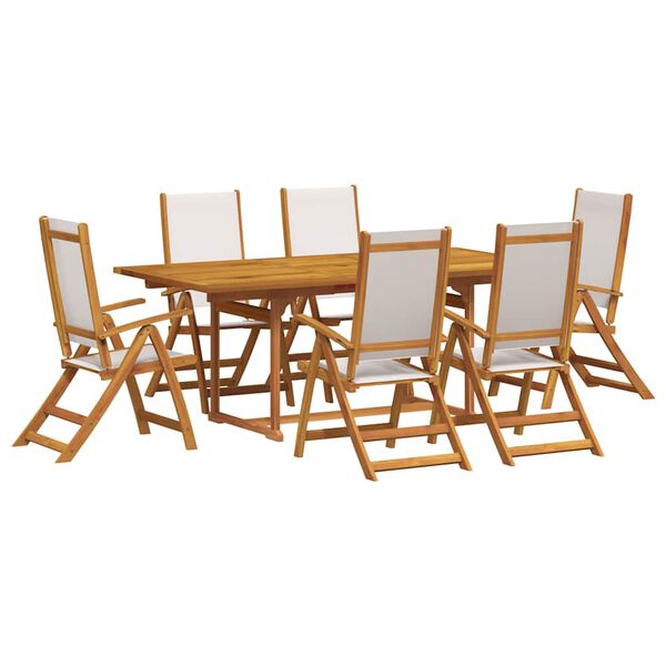 vidaXL Set Pranzo da Giardino 7pz Legno Massello di Acacia e Textilene