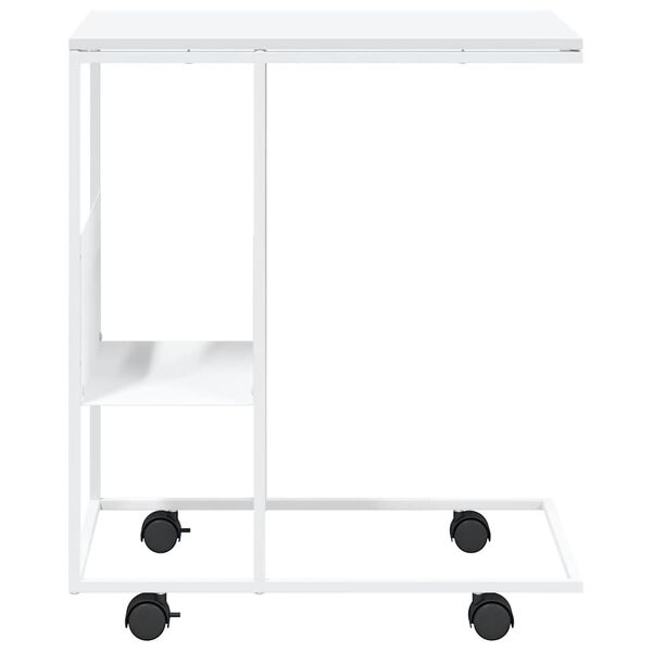 vidaXL Tavolino con Ruote Bianco 55x36x63,5cm in Legno Multistrato