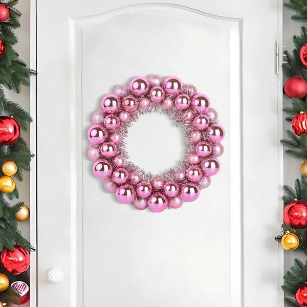 vidaXL Corone di Palline di Natale 2 pcs Rosa 33 x 33 x 7 cm