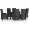 vidaXL Set da Pranzo da Giardino 7 pz Nero con Cuscini in Polyrattan