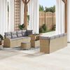 vidaXL Set Divano da Giardino con cuscino 11 pcs Beige Poly Rattan